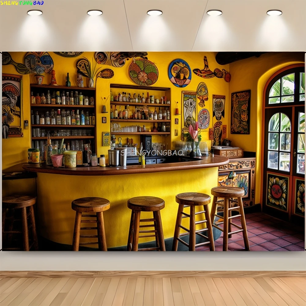 

Винтажный фон для фотосъемки в стиле Old Tavern Barista Coffee Shop, теплый средневековый фон для фотостудии в стиле ретро LJG-05