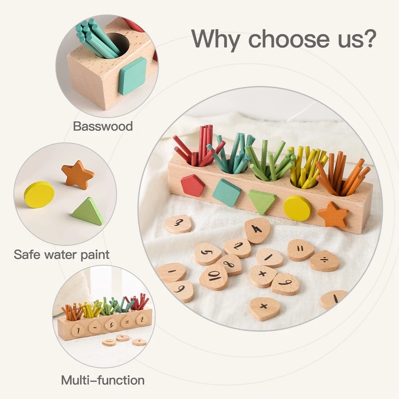 1Set mainan kayu tongkat hitung warna-warni angka blok alfabet tongkat kecerdasan kayu alat bantu mengajar Montessori mainan matematika