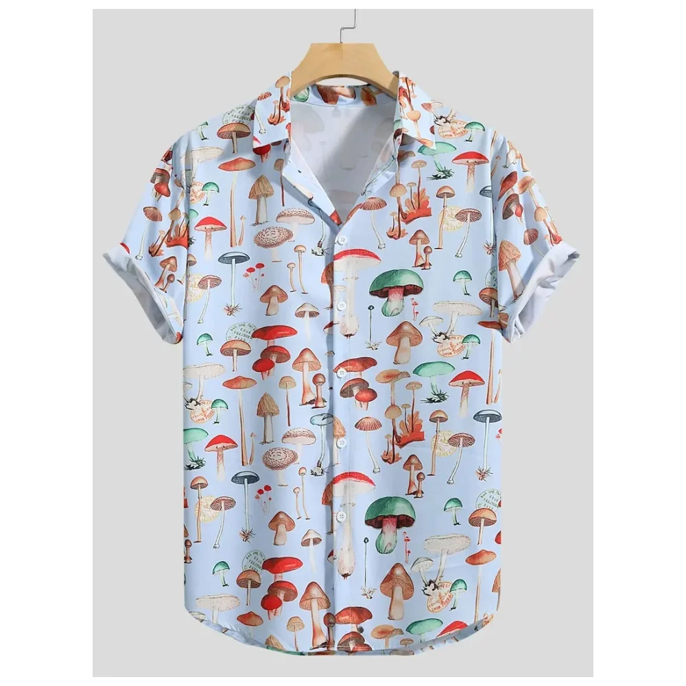 Summer Mushroom 3D Print Shirts Men Women Fashion Shirt Casual Hawaiian Streetwear Short Sleeve Shirt Blouse Man Clothing