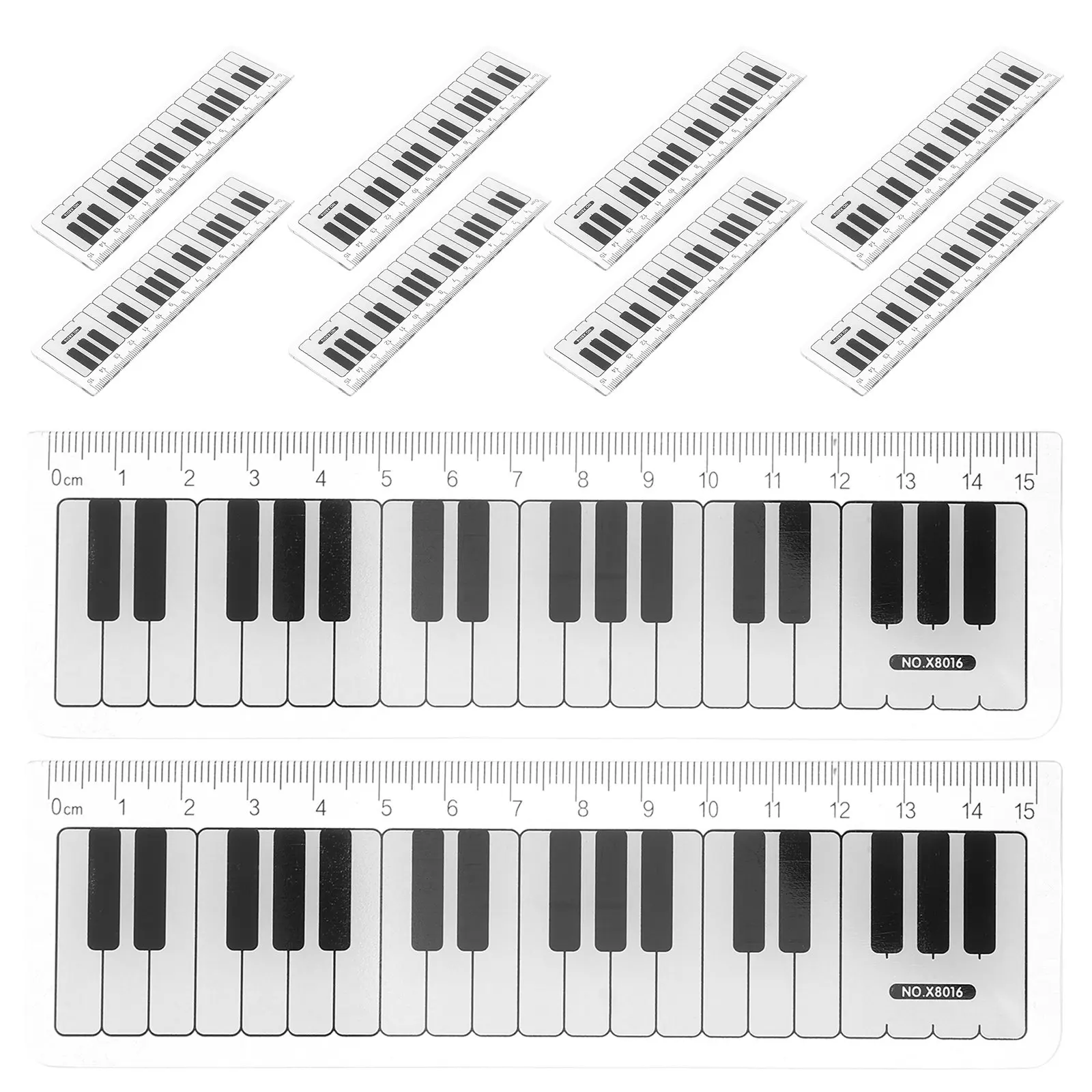 

Набор из 10 пластиковых линеек в форме пианино, 15 см, прямые метрические линейки для школьников, учебные принадлежности, инструмент для рисования и измерения
