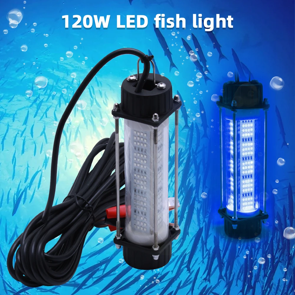 1 Stück Hochleistungs-Unterwasser-Angelleuchte 120W 180W 12V 7M Kabel Grün Weiß Tintenfisch-Köder Tauchfähiger Fischfinder – Detail 16