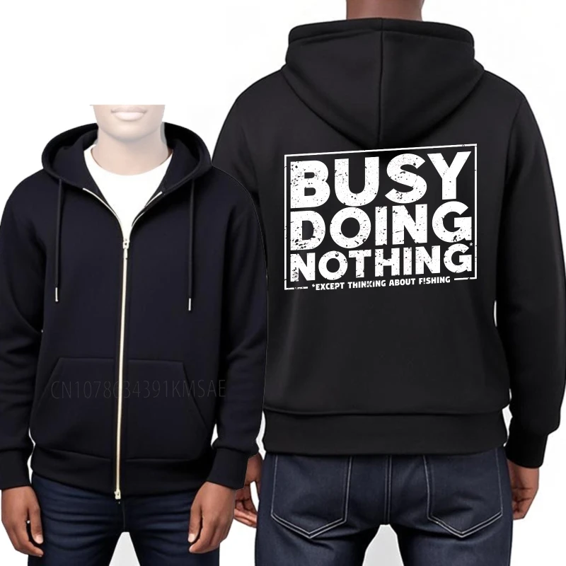 男性用ソフト秋用パーカー釣りについて考えている以外は何もしないことを忙しくしているコットンフード付きジャケット彼のためのレトロ秋