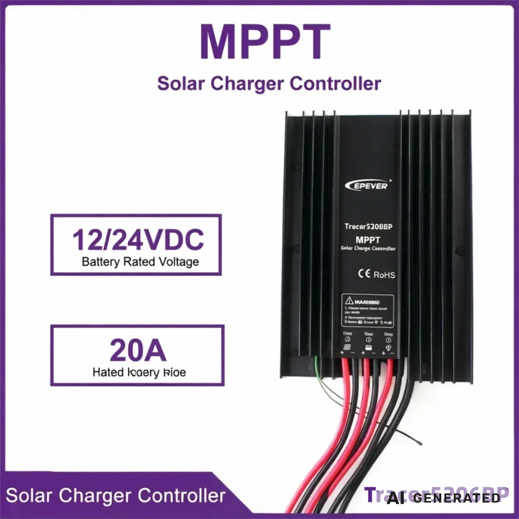 EPEVER Tracer5206BP MPPT Solar Charge Controller – 20A/30A Auto-Detect 12V/24V with Multi-Safety Protection