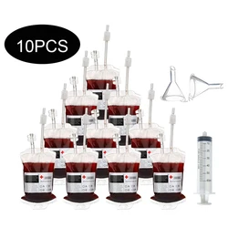 350ml Halloween Blood Bags for Drinks,Blood Bags of Vampire,Energy Drink Bags,Drinkable Blood Bags,Halloween Scary Props