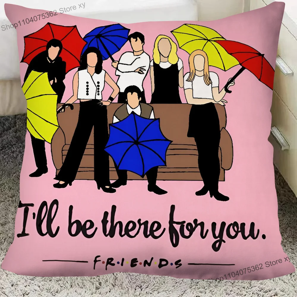 1pc Retro Friends Pillow Cover, Polyester 2D Double-Sided Print, 90s Sitcom Minimalist Silhouette Design, Nostalgic Pop Culture
