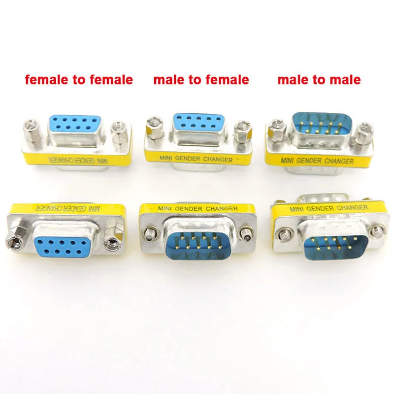 DB9 9Pin VGA Male to Male/Female to Female Male plug socket Adapter Connector converter Mini Gender Changer RS232 Serial L1