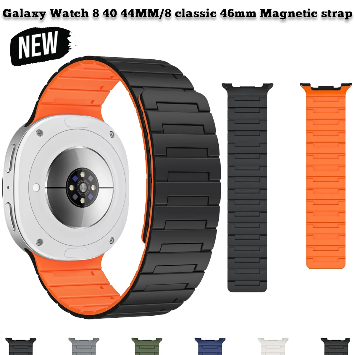 

Магнитный ремешок для Samsung Galaxy Watch 8 40 44 мм/8 классический двухцветный силиконовый ремешок для Galaxy Ultra 2025/7 47 мм спортивный браслет