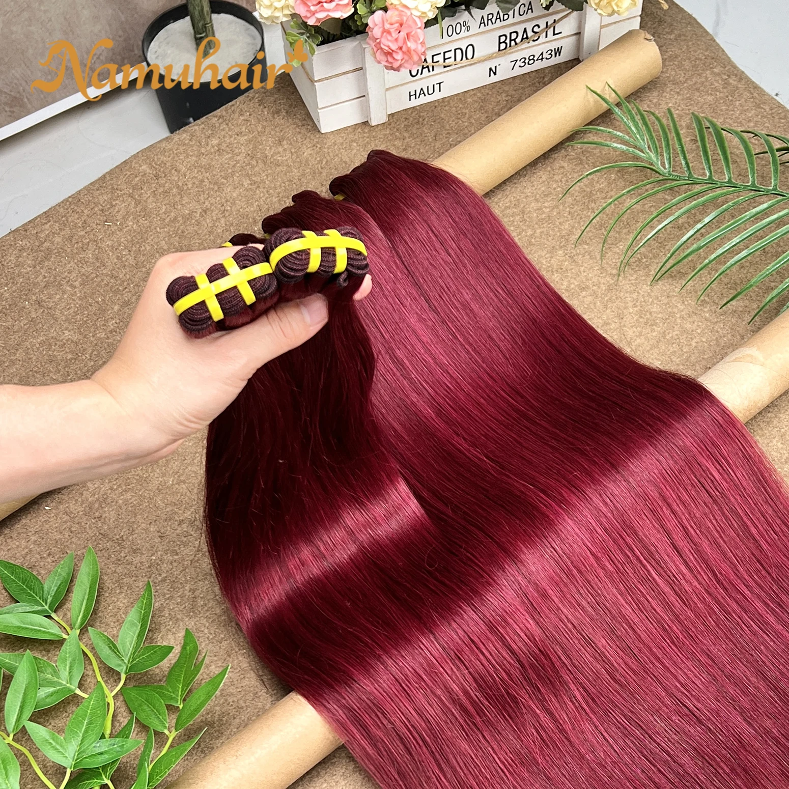 

Straight 99J Burgundy Bundles Human Hair Wine Red Colored 100% Unprocessed Raw Virgin Weave Hair 3 4 Bundles 100 Gram Per Bundle