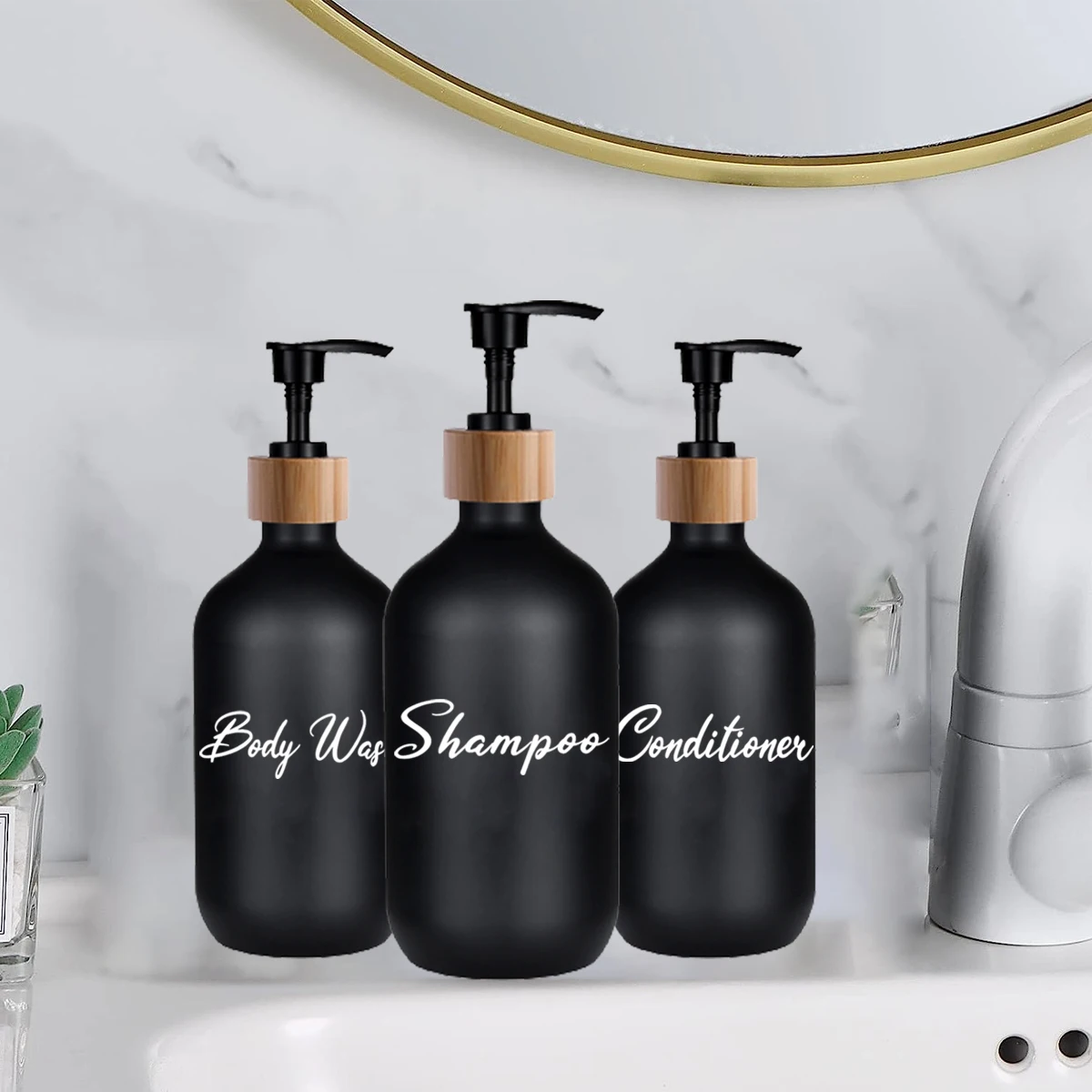 500ml Bathroom Soap Dispenser Refillable Shampoo Body Wash Conditioner Bottle Liquid Storage Container Home Decoration