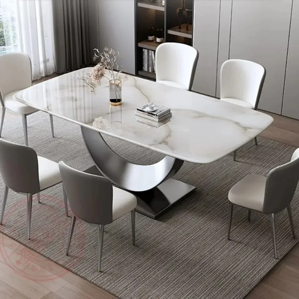 Luxury Simple Dining Table Nordic Minimalist Home Kitchen Super Crystal Dining Table Modern Style Mesas De Comedor HomeFurniture