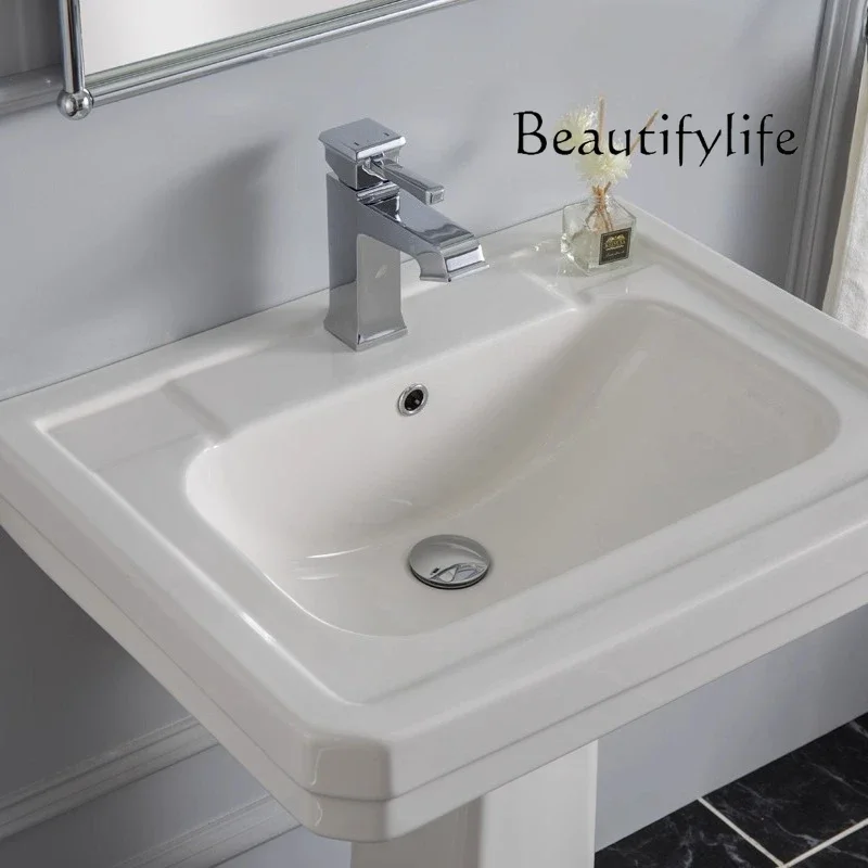 BJ Bathroom New European British Retro Column Washbasin Bathroom Three-hole Faucet Column Basin