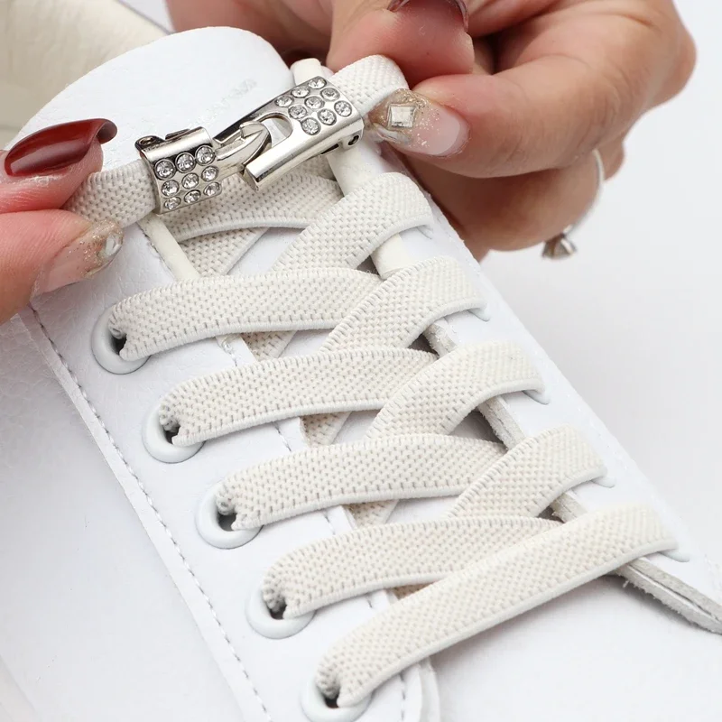 

1 Pair No Tie Shoe Laces Diamond Cross Locks Elastic Shoelaces for Sneakers Young Men and Women Lazy Shoes Lace Rubber Bands