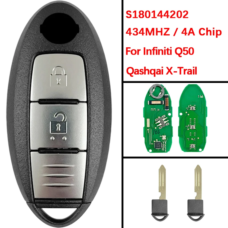 

CN027053 Aftermarket Smart Card Auto Remote Fob 433MHZ AES Chip FCC S180144202 For Qashqai X-Trail 2014-2018