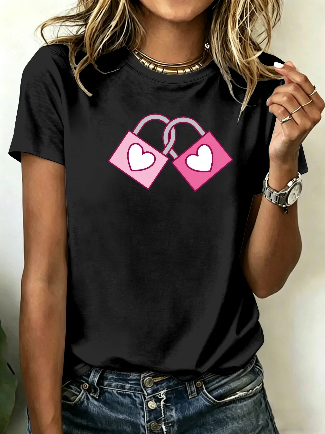 

Ladies Plus Size T-shirts, Short-sleeved Printed Tops, Loose and Casual, Soft, Comfortable and Breathable, for Leisure and Sport
