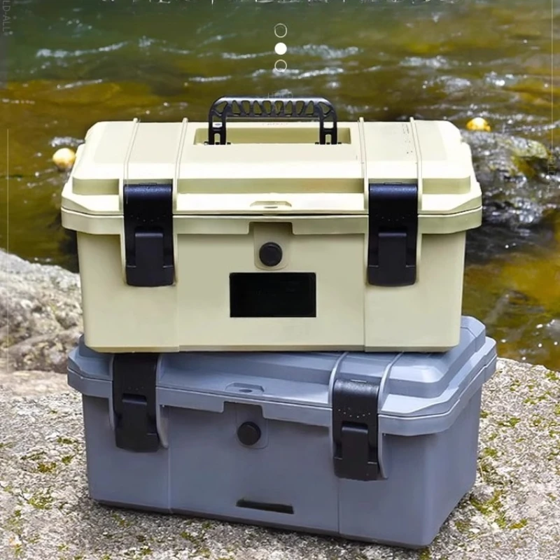 

Многоцелевой водонепроницаемый ящик для хранения, противоударный чехол-органайзер для рыболовных снастей для кемпинга, портативный сверхпрочный ящик для инструментов с безопасным замком