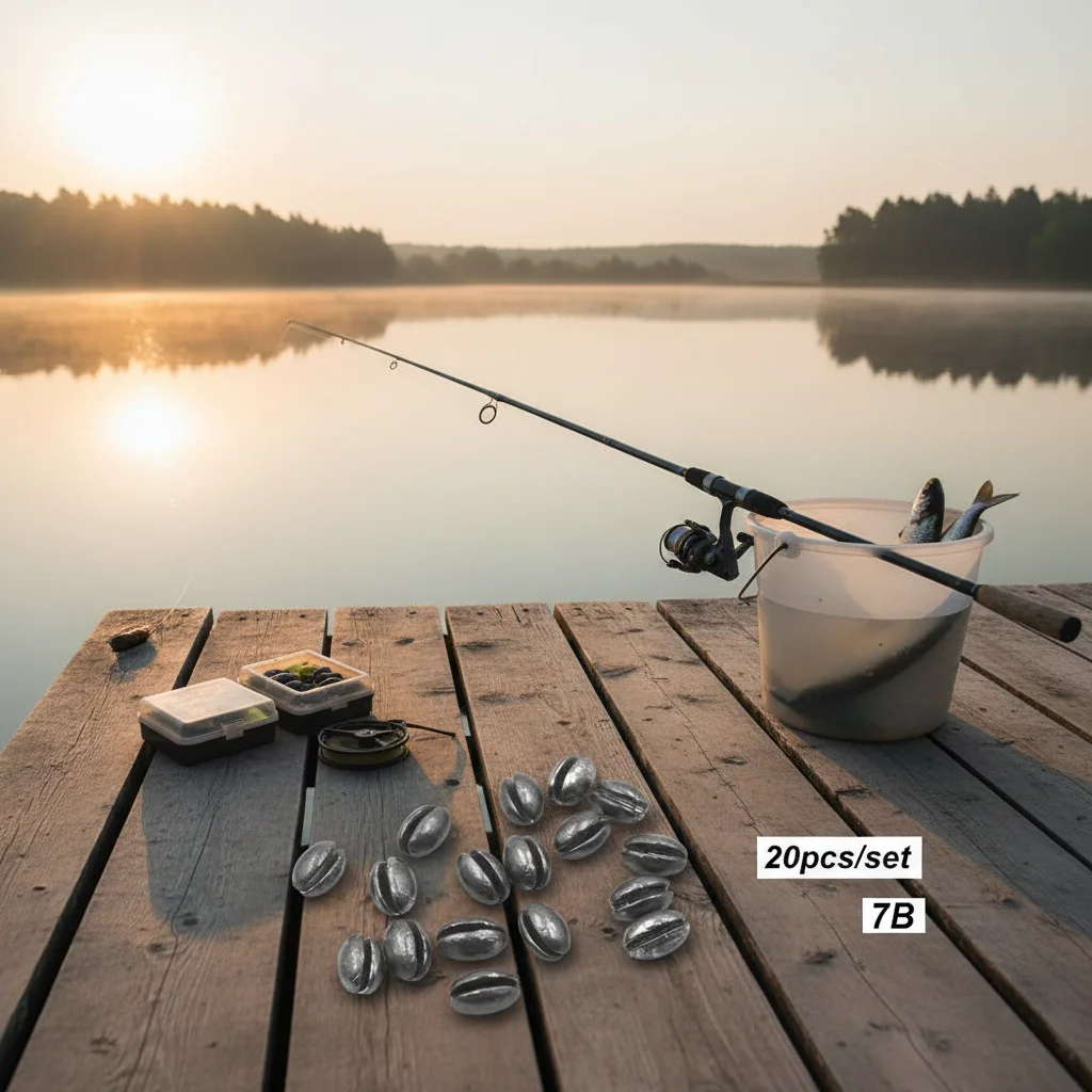 20PCS/Bag Round Shot Split Weights Line Sinkers Additional Weight Sinker Olive Shaped Hook Connector Fishing Lead fall