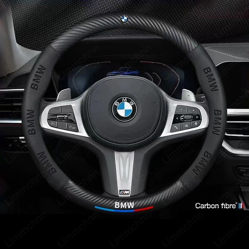 3D Embossing Carbon Fiber Leather Car Steering Wheel Cover For BMW G20 G30 G38 X1 X2 X3 X5 X4 X6 X7 3 5 7 Series E90 E92 E93 320