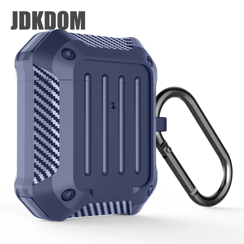 

JDKDOM Shockproof Carbon Fiber Suitcase Earphone Cover For Airpods 1 2 3 Keychain Headphone Case For Airpods Pro 2