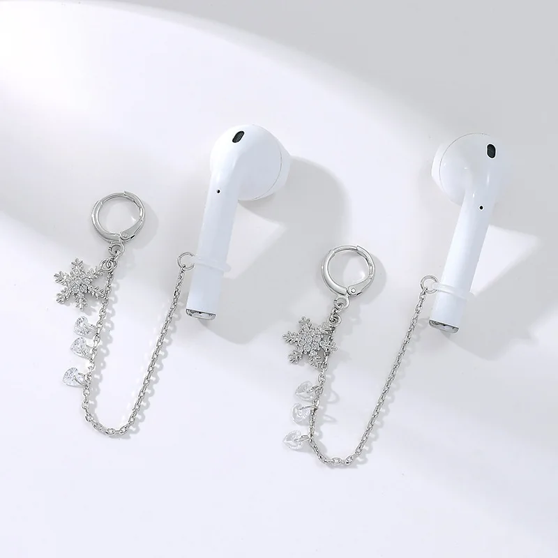 Silver needle wireless bluetooth headset anti-lost chain female, Korean version earrings original design earrings trendy ears