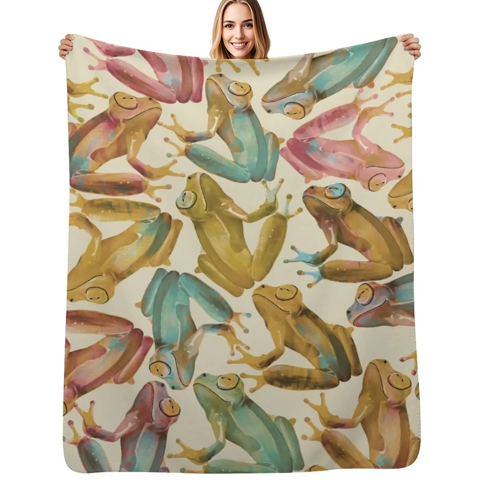 Vintage Frogs Throw Blanket Kid'S blankets and throws Cute For Decorative Sofa Weighted Personalized Gift Blankets