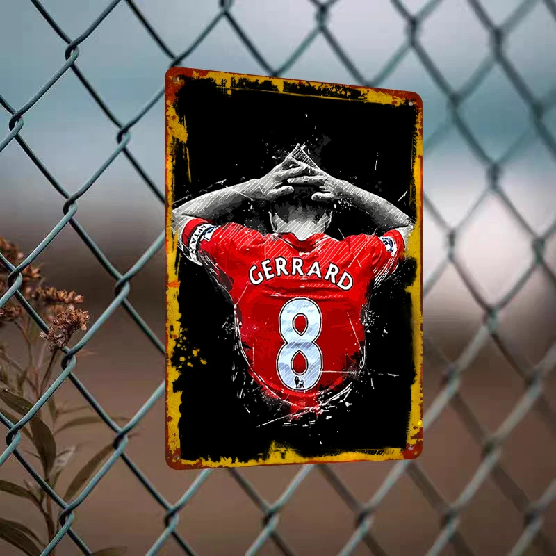 Gerrard Number 8 Back View Iron Painting Football Star Decor Liverpool FC Fan Gift