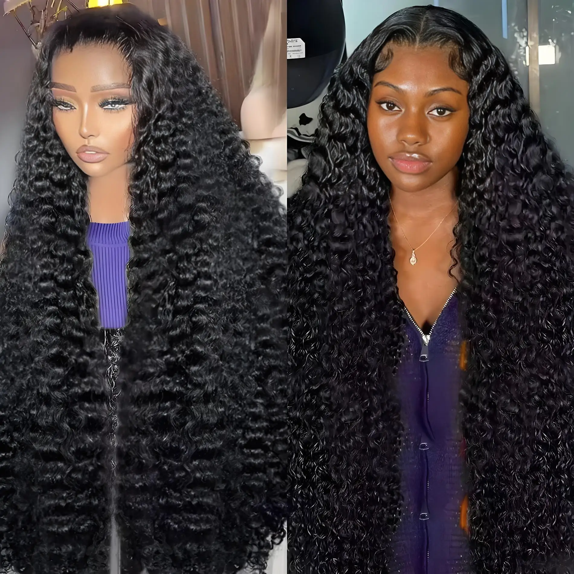 

250 Density Curly 13x6 Hd Transparent Deep Wave Lace Front Wig Human Hair 40 44 Inch 13x4 Pre Plucked Lace Frontal Wig For Women