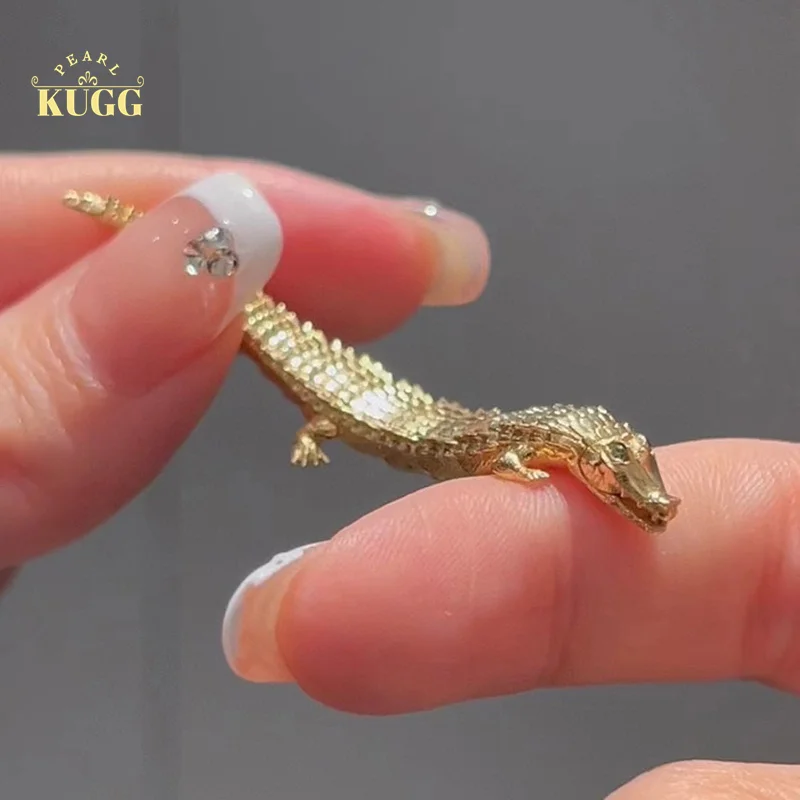 

KUGG 18K Yellow Gold Rings Fashion Cute Design INS Style Crocodile Baby Shape Party Ring for Women High Jewelry