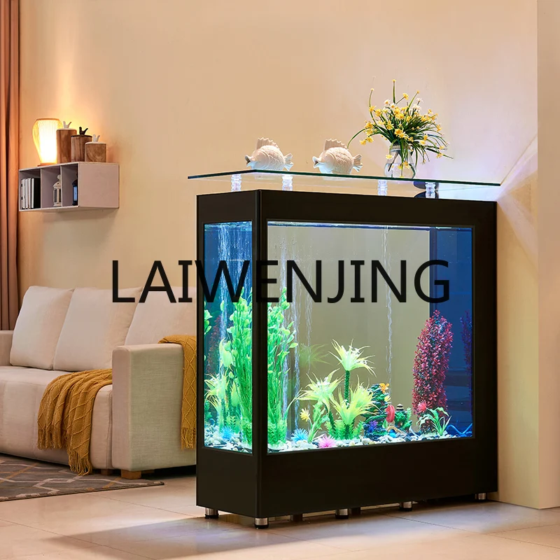 Fish Tank Living Room Home Rectangular Simple Modern Large and Medium Sized Glass Aquarium Ecological Change Water Hallway