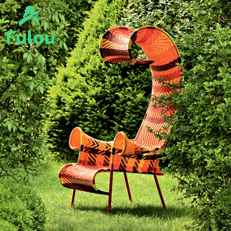 Modern Comfortable Rope Weave Garden Chair with Stainless Steel Frame for Indoor/Outdoor Villa Patio Hotel Use