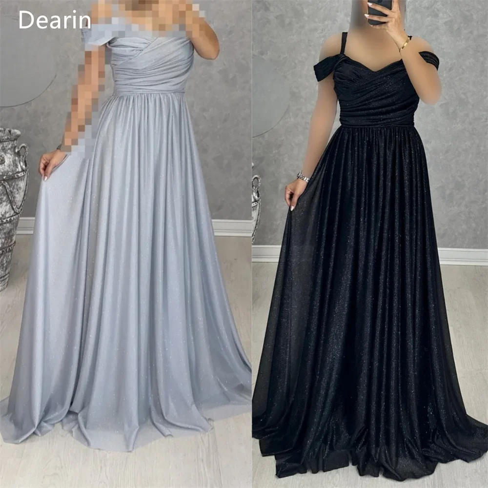 

Formal Dress Dearin Spaghetti Strap A-line Floor Length Skirts Layered Draped Tulle Bespoke Occasion Dresses Evening Prom Gown S