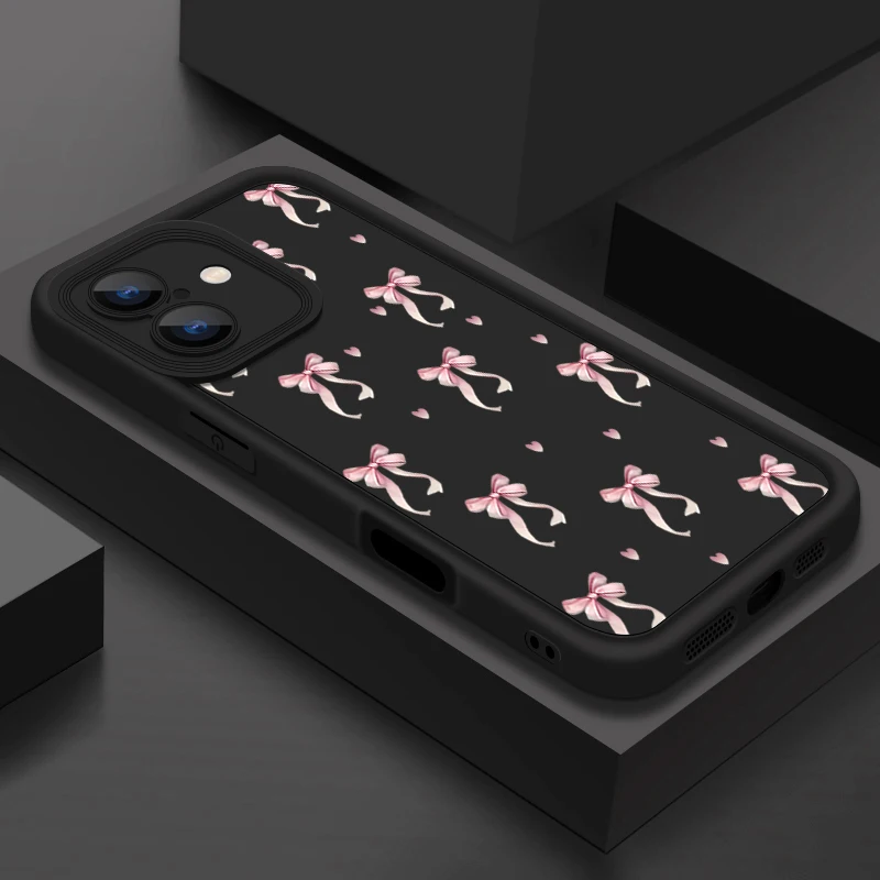 Stoßfeste, mit rosa Schleifenmuster bedruckte Hülle für iPhone 18 Pro Max, 17, 17e, 16, 15, 14, 13, 12, 11 Pro Max, 16e – weiche Silikon-TPU-Handyhülle. – Detail 9
