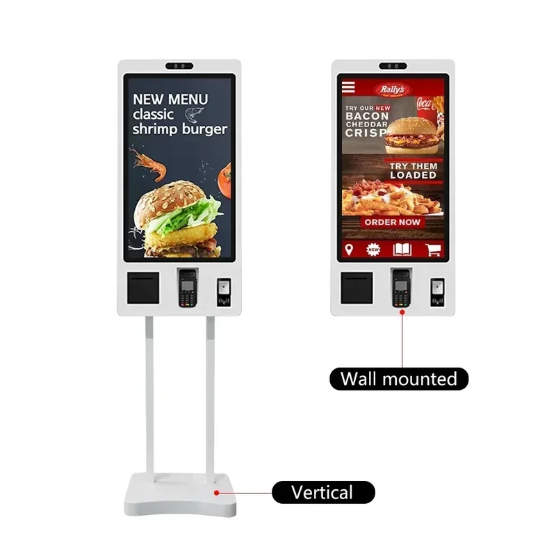 Totem Fast Food 21.5 24 32 inch Touch Screen POS Self order Machine Self Service Payment Ordering Kiosk for KFC/Restaurants