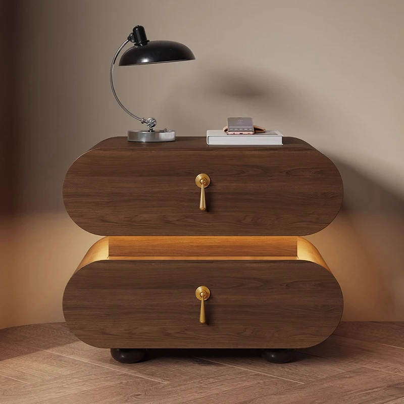 

Customizable Unique Wooden Nightstands Modern Bedside Brown Drawers Minimalist Bedsides Table Storage Organizer