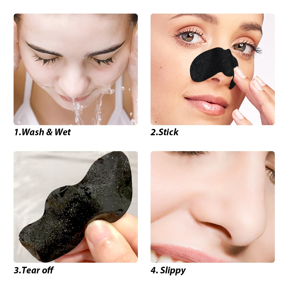 10 pièces unisexe points noirs enlever masque Peel bandes nasales nettoyage en profondeur rétrécissement pores nez tête noire autocollants Patch de soin de la peau