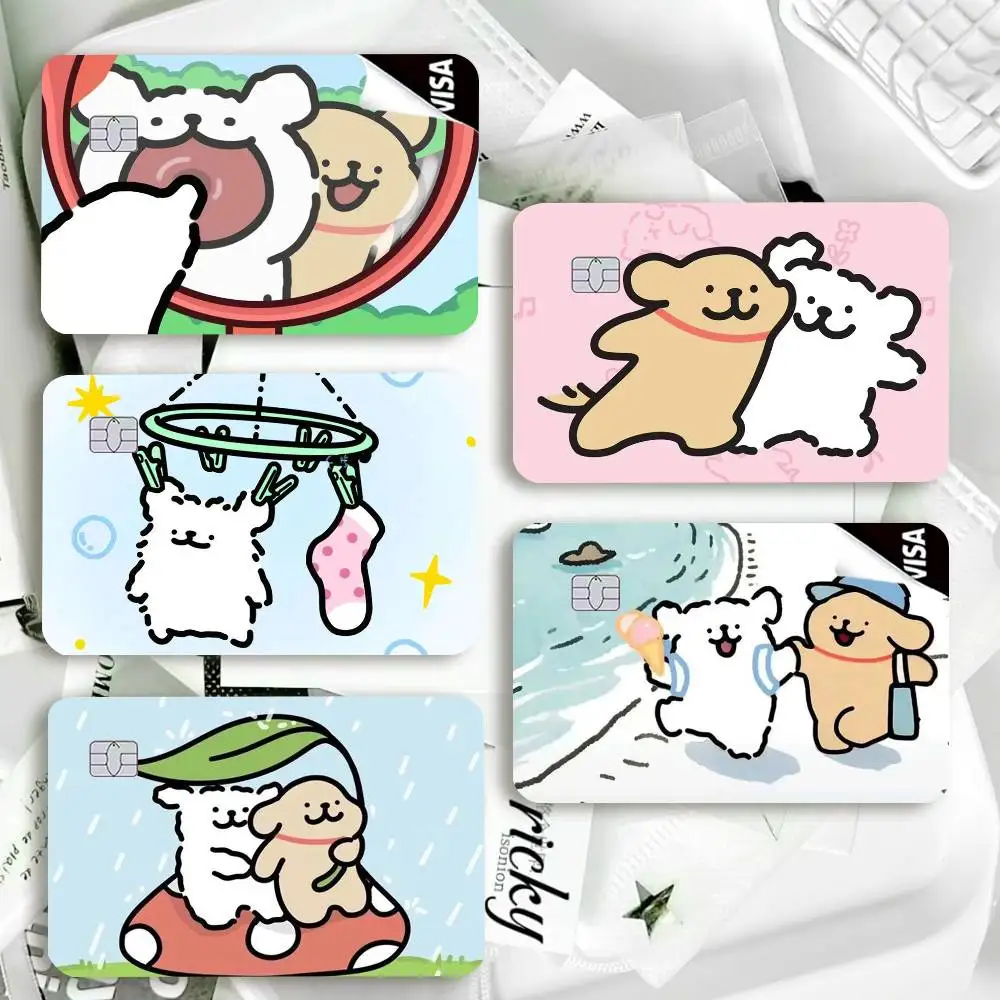 Cartoon Line M-Maltese Dogs  Waterproof Film Skin Cover Credit Card Stickers Debit Front Bank Bus Pass