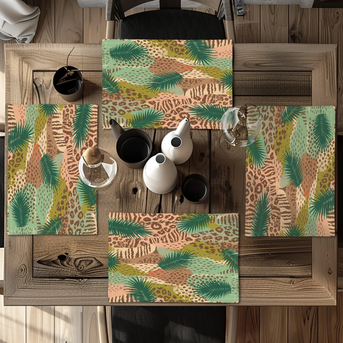 Exquisite Lotus Floral Pattern Polyester Placemat - Decorative Dining Table Pad, Stylish Household Table Decor for Daily Use