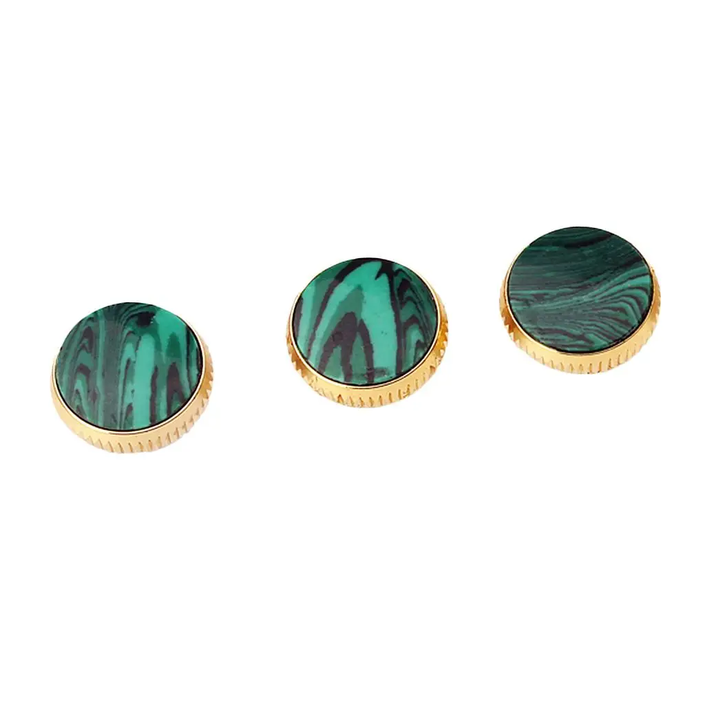 

Gold Plated Trumpet Buttons Set Malachite Fingering Kit Spare Parts for Instrument Maintenance and Repair