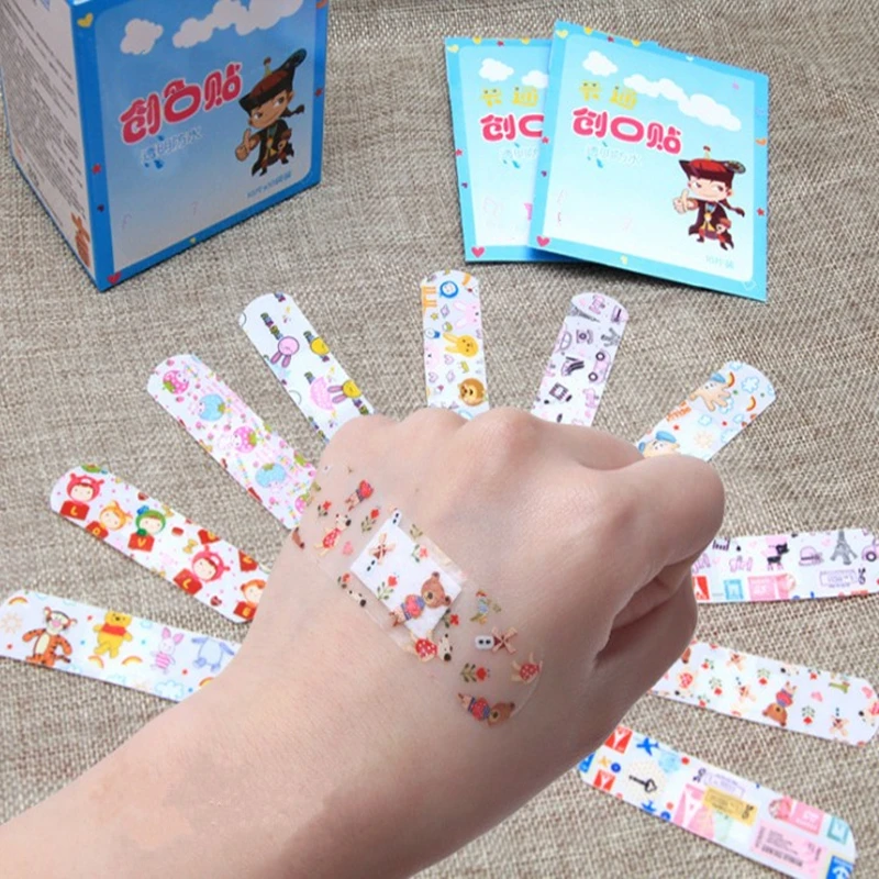 Pansements hémostatiques adhésifs étanches pour enfants, trousse d'urgence de premiers soins pour enfants, bande dessinée mignonne, Kawaii, paquet de 100 pièces