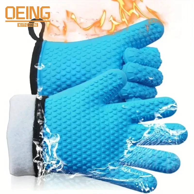 

Anti-scald Thickened Silicone Gloves Heat Resistant Microwave Oven Baking Gloves BBQ Gloves Anti-slip Heat Insulation Mitts