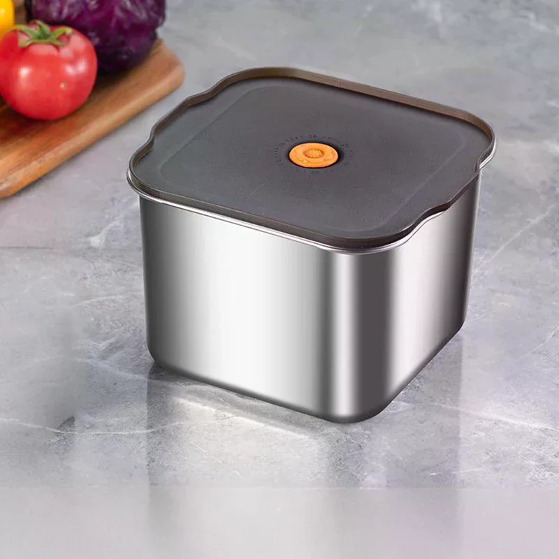 Stainless Steel Fresh-keeping Box Sealed Leak Proof Lunch Box Fruit Box With Lid Dumpling Container Refrigerated Storage Box