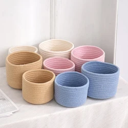 Handmade Woven Cotton Rope Woven Storage Basket Desktop Organizer Sundries Toys Comestics Keys Snacks Box Sundries Organizer