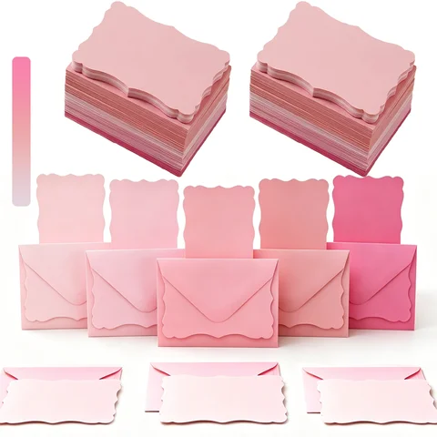Conjunto de 40 envelopes rosa e 40 cartões em branco, kit de papelaria multiuso para cartões de felicitações, convites, notas de agradecimento XJM