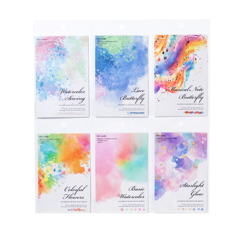 20 pièces/sac aquarelle motif décoratif pour Journal fournitures de papeterie plante autocollants Journal indésirable Scrapbooking étiquette autocollants