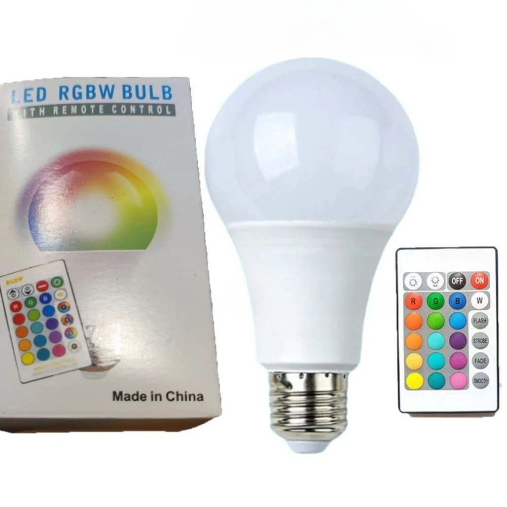 16 Colors RGB Bulb LED Multicolor Bulb E27 Base 220V Household Lighting Dimmable 24 Key Remote Control Atmosphere Neon Light