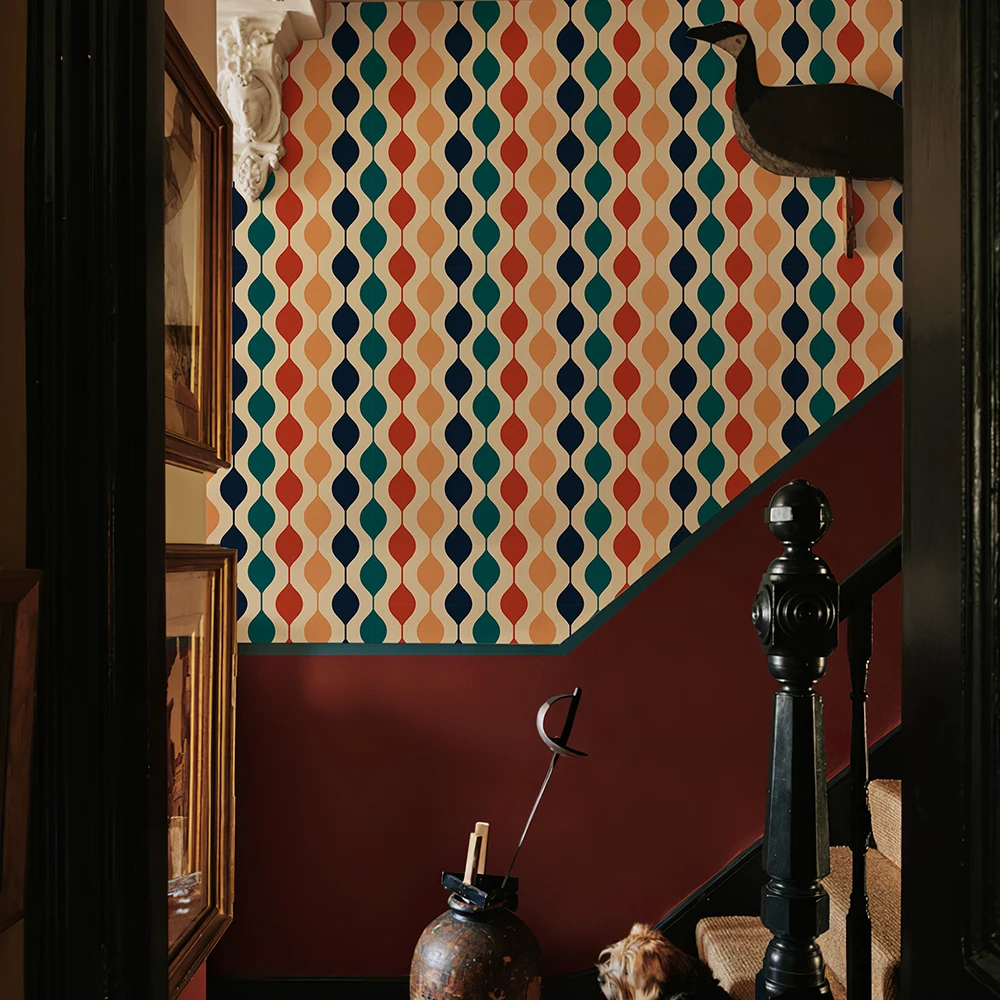 Wave Striped Wallpaper Self-Adhesive Color Retro Waterproof PVC Wallpapers Sticker Thick Cabinet Sticker For Home Decoration