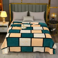 Modern Abstract Geometric Throw Blanket,Stripe Plaid Fleece Blanket Soft Lightweight Mid Century Plush Blanket for Boy Girl Gift