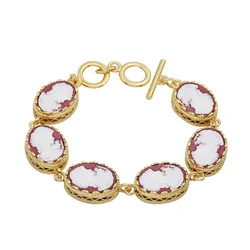 Red Lady Queen Cameo Bracelet For Women Gold Color Fashion Flower Cameo Women Bracelet