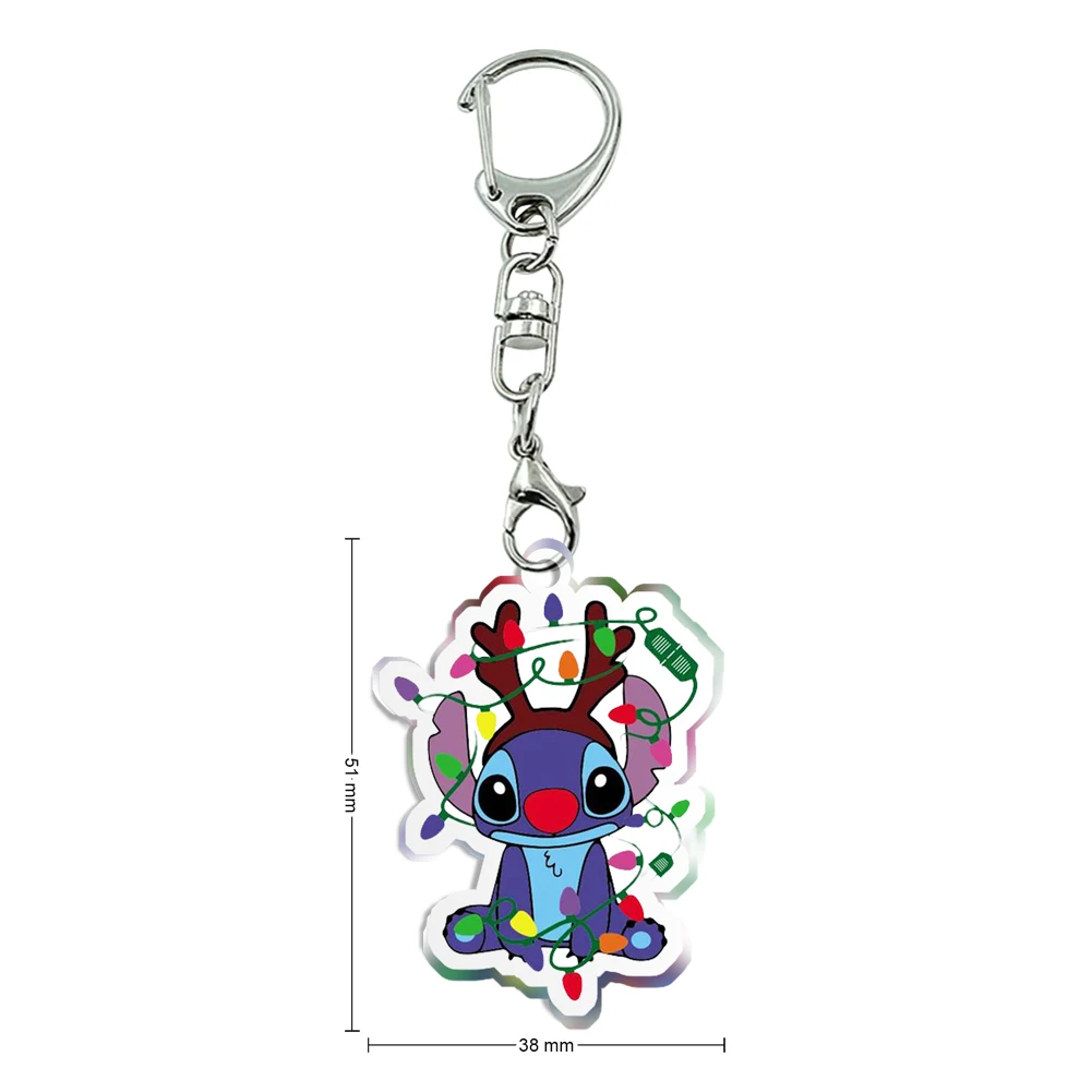 Christmas Disney Stitch Halloween Funny Transparent Acrylic Keychains Kids Xmas Party Gift Collection Girls Jewelry Accessories