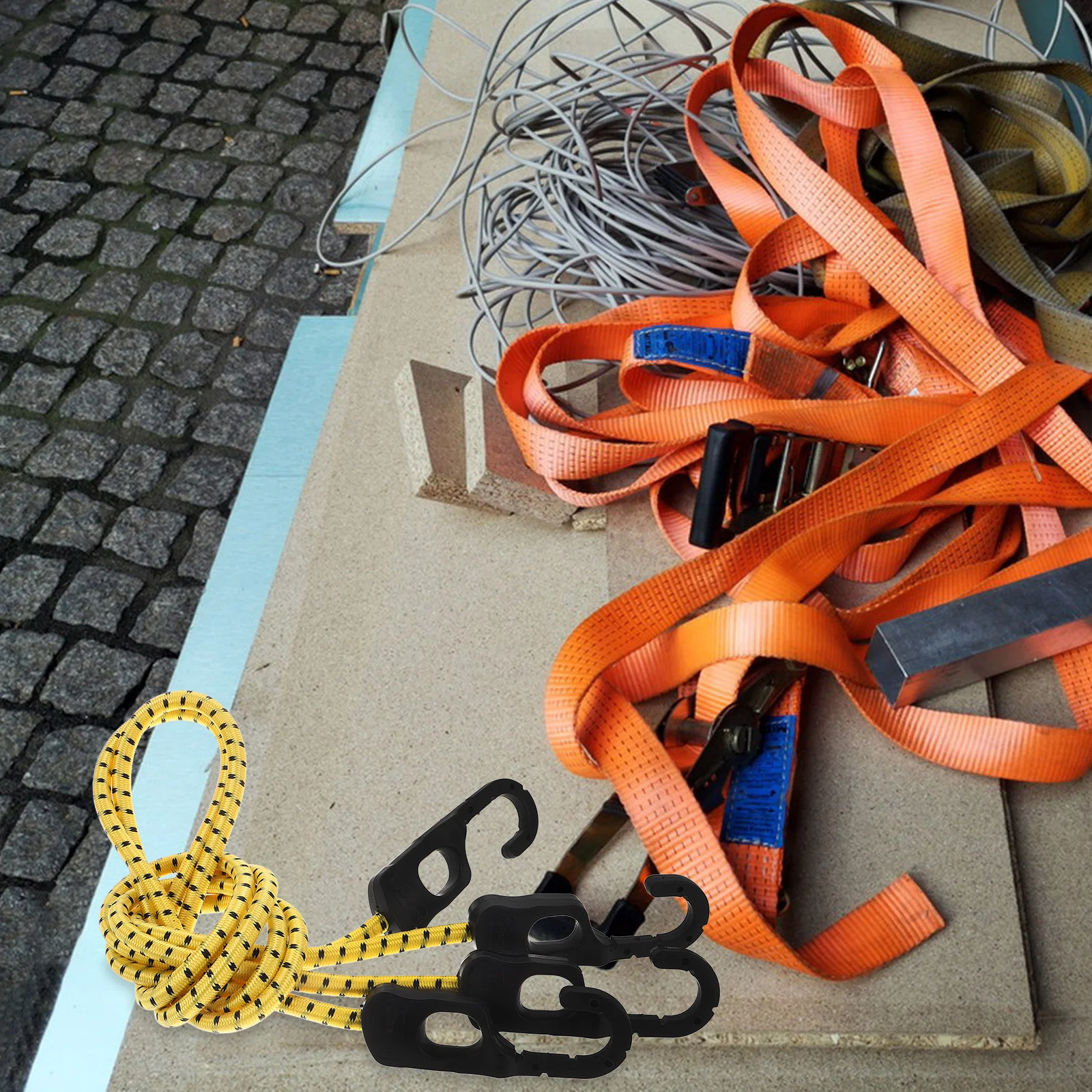 2 pièces cordon élastique réglable avec crochets sangles de fixation de bagages de vélo en plein air cordes d'attache de fret élastique cordon élastique avec crochets