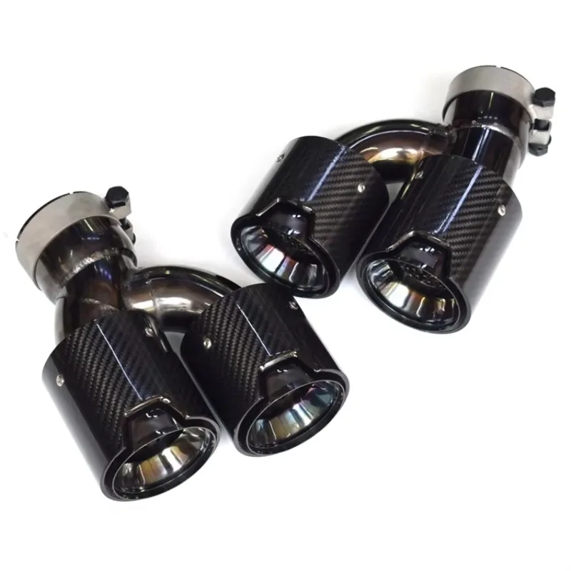 Inlet 67mm Car Exhaust Tip Carbon Fiber Dual Muffler Pipes Tips